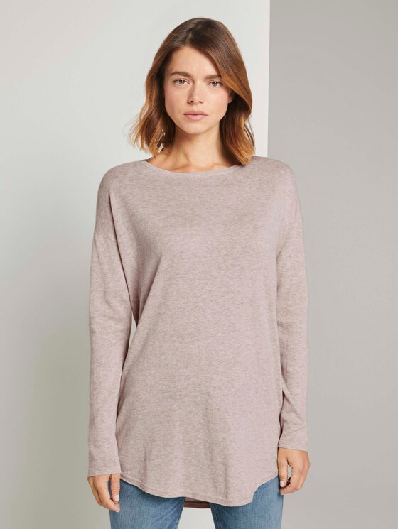 Langer Strickpullover - Frauen - cozy beige melange Langer Strickpullover - Frauen - cozy beige melange - 1 - TOM TAILOR Denim