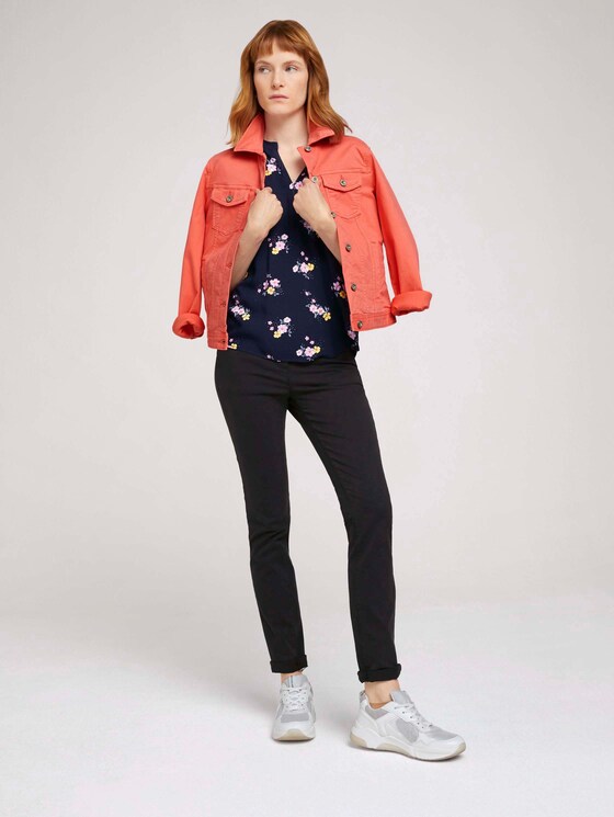 gemusterte Bluse mit Turn-Up Ärmeln - Frauen - navy flower design gemusterte Bluse mit Turn-Up Ärmeln - Frauen - navy flower design - 3 - TOM TAILOR