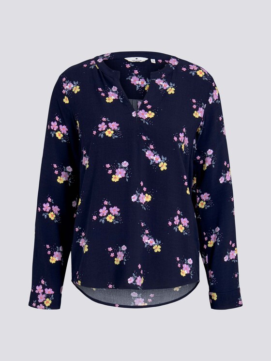 gemusterte Bluse mit Turn-Up Ärmeln - Frauen - navy flower design gemusterte Bluse mit Turn-Up Ärmeln - Frauen - navy flower design - 7 - TOM TAILOR