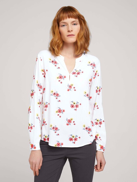 Blouse met dessin en opgerande mouwen - Vrouwen - cream flower design Blouse met dessin en opgerande mouwen - Vrouwen - cream flower design - 1 - TOM TAILOR