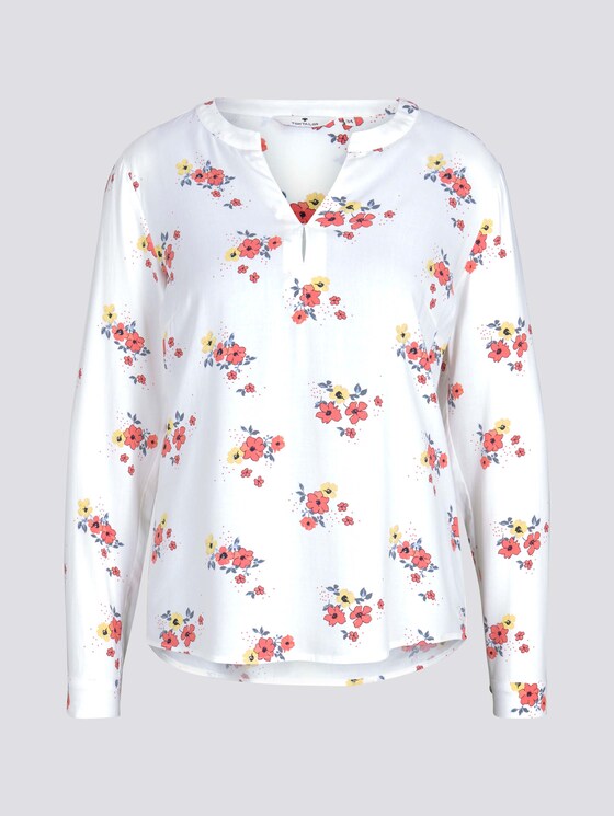 Blouse met dessin en opgerande mouwen - Vrouwen - cream flower design Blouse met dessin en opgerande mouwen - Vrouwen - cream flower design - 7 - TOM TAILOR