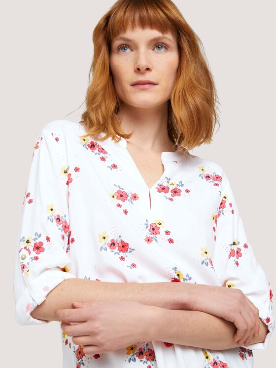 Blouse met dessin en opgerande mouwen - Vrouwen - cream flower design Blouse met dessin en opgerande mouwen - Vrouwen - cream flower design - 9 - TOM TAILOR