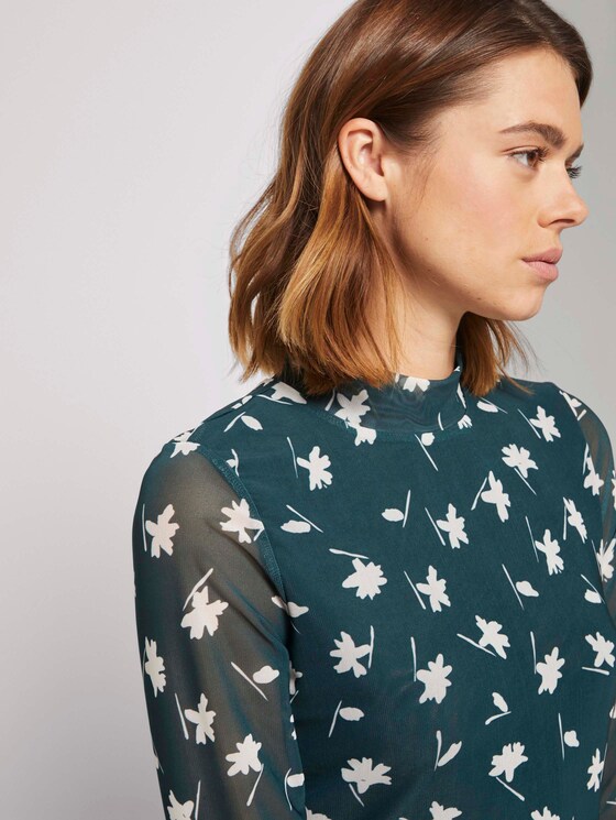Gemustertes Midikleid mit Stehkragen - Frauen - green flower print Gemustertes Midikleid mit Stehkragen - Frauen - green flower print - 9 - TOM TAILOR Denim
