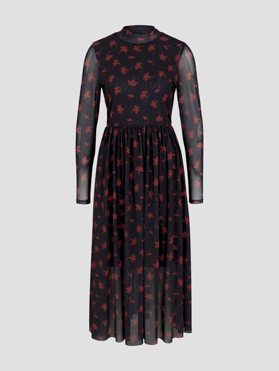 Gemustertes Midikleid mit Stehkragen - Frauen - black flower print Gemustertes Midikleid mit Stehkragen - Frauen - black flower print - 7 - TOM TAILOR Denim
