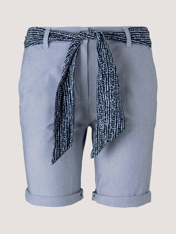 Relaxed chino Bermuda shorts - Women - navy thin stripe Relaxed chino Bermuda shorts - Women - navy thin stripe - 7 - TOM TAILOR