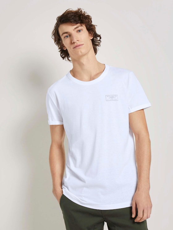 T-Shirt mit Ärmelaufschlag - Männer - White T-Shirt mit Ärmelaufschlag - Männer - White - 1 - TOM TAILOR Denim