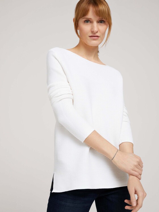 Ottoman Pullover mit Bio-Baumwolle - Frauen - Whisper White Ottoman Pullover mit Bio-Baumwolle - Frauen - Whisper White - 5 - TOM TAILOR