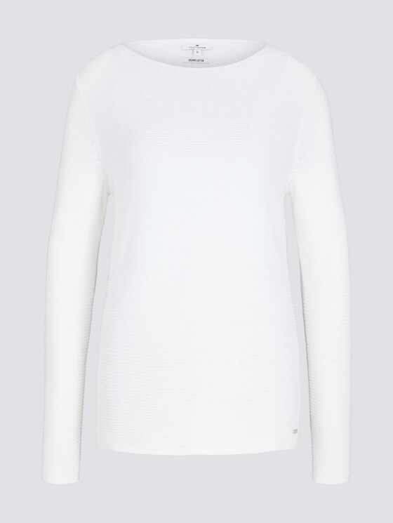 Ottoman Pullover mit Bio-Baumwolle - Frauen - Whisper White Ottoman Pullover mit Bio-Baumwolle - Frauen - Whisper White - 7 - TOM TAILOR