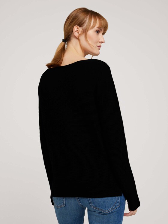 Ottoman Pullover mit Bio-Baumwolle - Frauen - Deep Black Ottoman Pullover mit Bio-Baumwolle - Frauen - Deep Black - 2 - TOM TAILOR