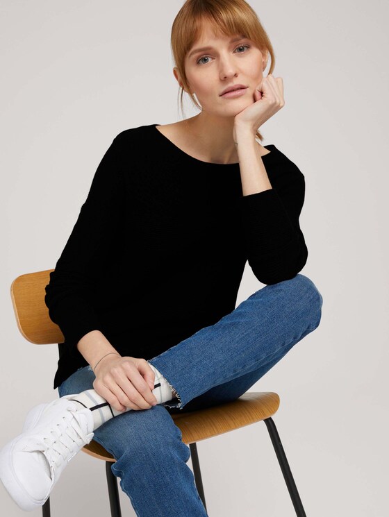 Ottoman Pullover mit Bio-Baumwolle - Frauen - Deep Black Ottoman Pullover mit Bio-Baumwolle - Frauen - Deep Black - 5 - TOM TAILOR