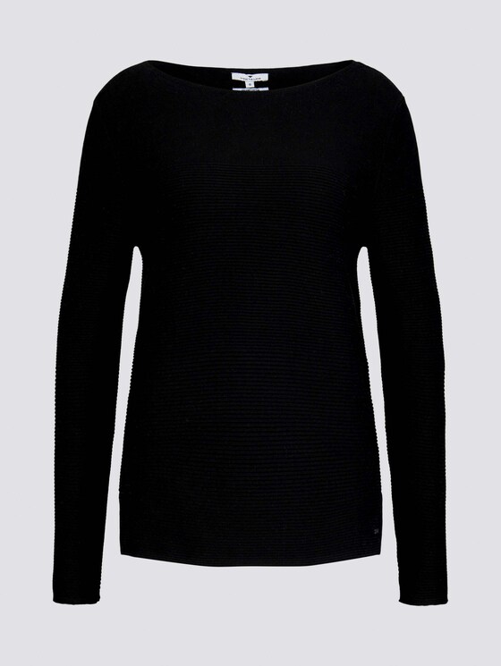 Ottoman Pullover mit Bio-Baumwolle - Frauen - Deep Black Ottoman Pullover mit Bio-Baumwolle - Frauen - Deep Black - 7 - TOM TAILOR