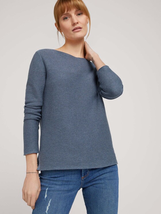 Ottoman Pullover mit Bio-Baumwolle - Frauen - dove grey melange Ottoman Pullover mit Bio-Baumwolle - Frauen - dove grey melange - 5 - TOM TAILOR
