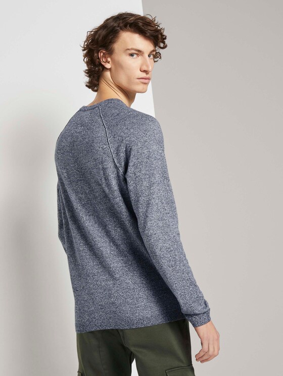 Strickpullover mit Raglanärmeln - Männer - navy grey melange mouline Strickpullover mit Raglanärmeln - Männer - navy grey melange mouline - 2 - TOM TAILOR Denim