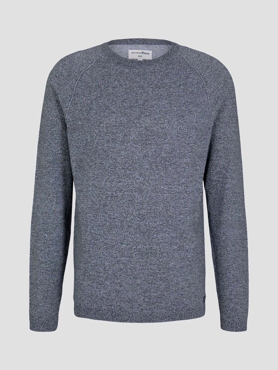 Strickpullover mit Raglanärmeln - Männer - navy grey melange mouline Strickpullover mit Raglanärmeln - Männer - navy grey melange mouline - 7 - TOM TAILOR Denim