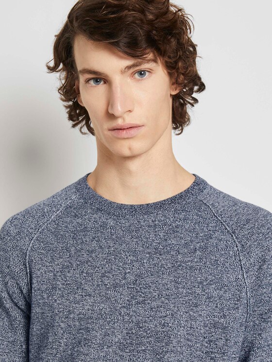 Strickpullover mit Raglanärmeln - Männer - navy grey melange mouline Strickpullover mit Raglanärmeln - Männer - navy grey melange mouline - 9 - TOM TAILOR Denim