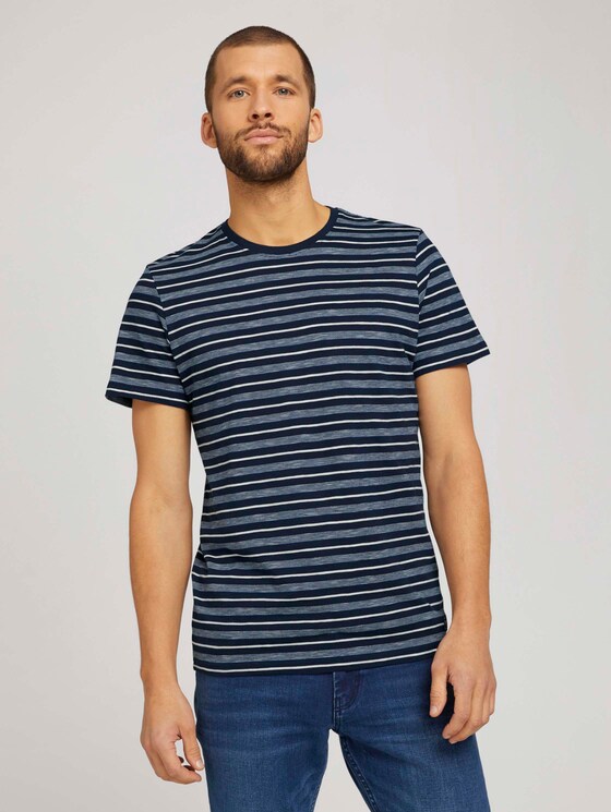 gestreiftes T-Shirt mit Rundhalsausschnitt - Männer - Blue Off White Stripe gestreiftes T-Shirt mit Rundhalsausschnitt - Männer - Blue Off White Stripe - 1 - TOM TAILOR