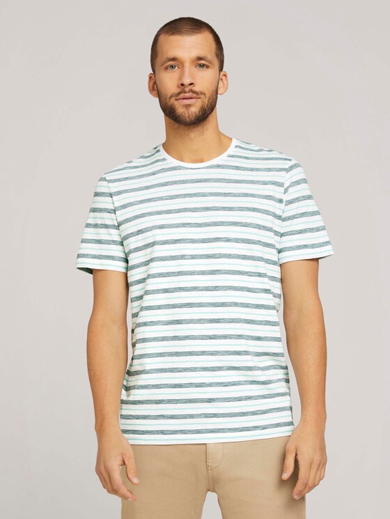 gestreiftes T-Shirt mit Rundhalsausschnitt - Männer - lucite green stripe gestreiftes T-Shirt mit Rundhalsausschnitt - Männer - lucite green stripe - 1 - TOM TAILOR