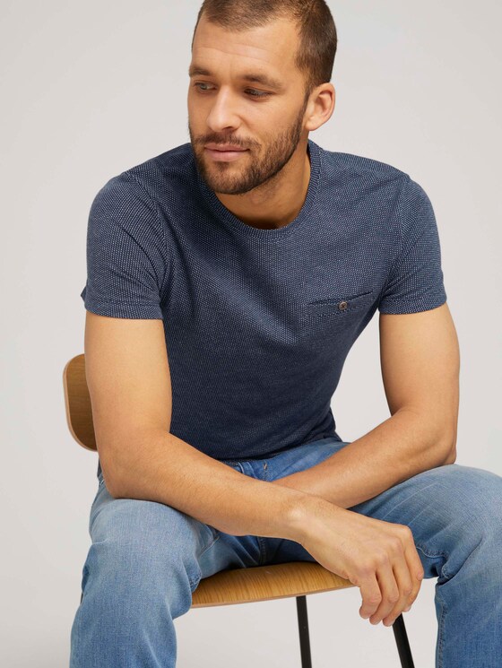 gepunktetes Tshirt - Männer - Dark Blue gepunktetes Tshirt - Männer - Dark Blue - 5 - TOM TAILOR