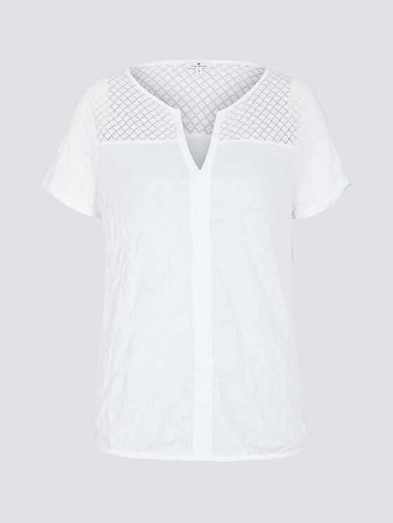 T-Shirt mit Spitzeneinsatz und elastischem Bund - Frauen - Whisper White T-Shirt mit Spitzeneinsatz und elastischem Bund - Frauen - Whisper White - 7 - TOM TAILOR