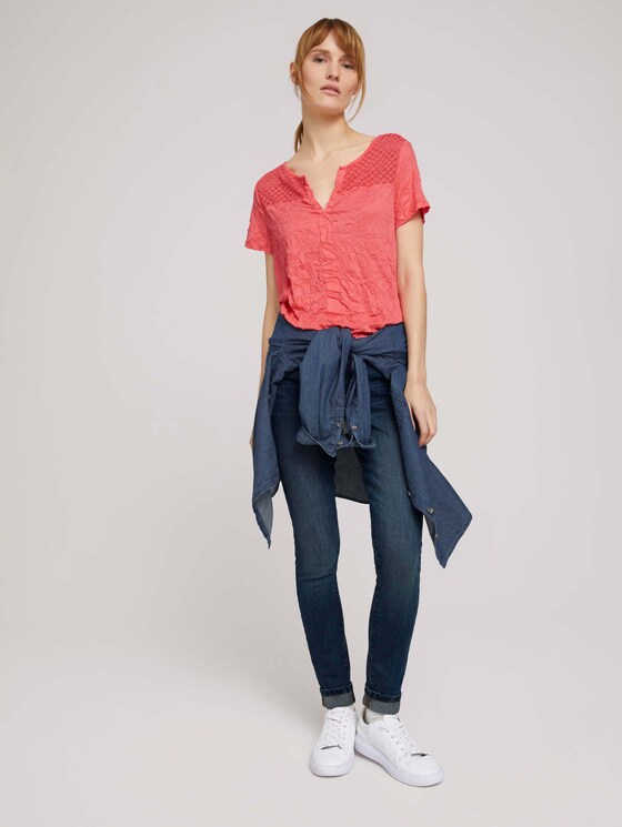 T-Shirt mit Spitzeneinsatz und elastischem Bund - Frauen - strong peach tone T-Shirt mit Spitzeneinsatz und elastischem Bund - Frauen - strong peach tone - 3 - TOM TAILOR