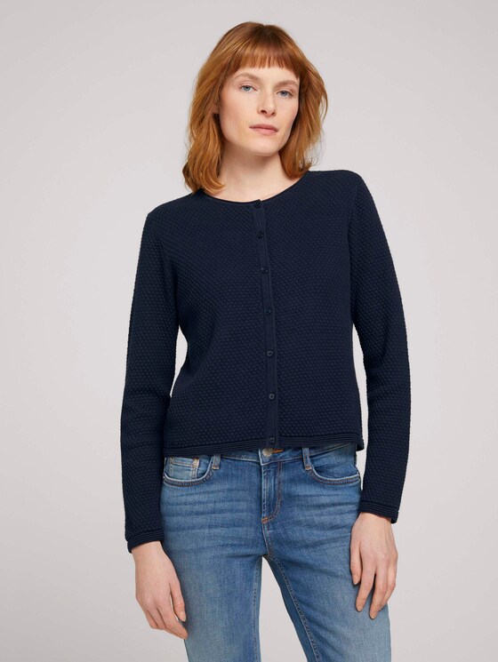 cardigan structured mit Bio-Baumwolle - Frauen - Sky Captain Blue cardigan structured mit Bio-Baumwolle - Frauen - Sky Captain Blue - 1 - TOM TAILOR
