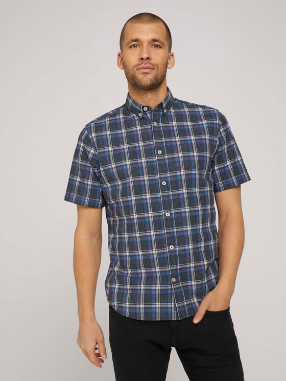 kariertes Hemd - Männer - navy space yarn check kariertes Hemd - Männer - navy space yarn check - 1 - TOM TAILOR