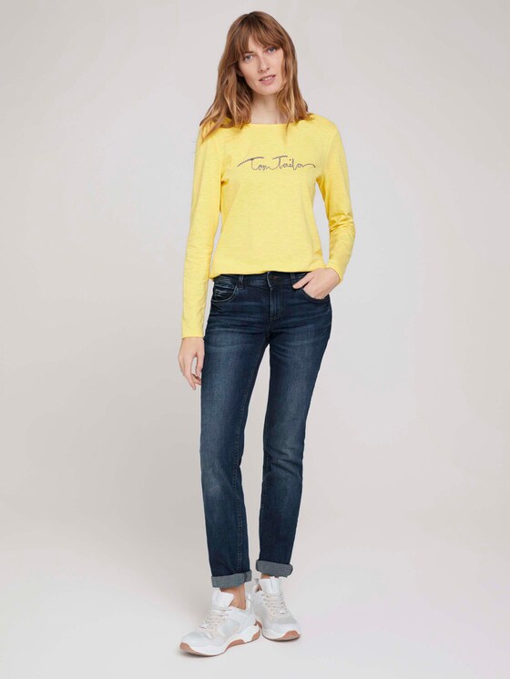 gestreiftes Langarmshirt mit Bio-Baumwolle - Frauen - smooth yellow gestreiftes Langarmshirt mit Bio-Baumwolle - Frauen - smooth yellow - 3 - TOM TAILOR
