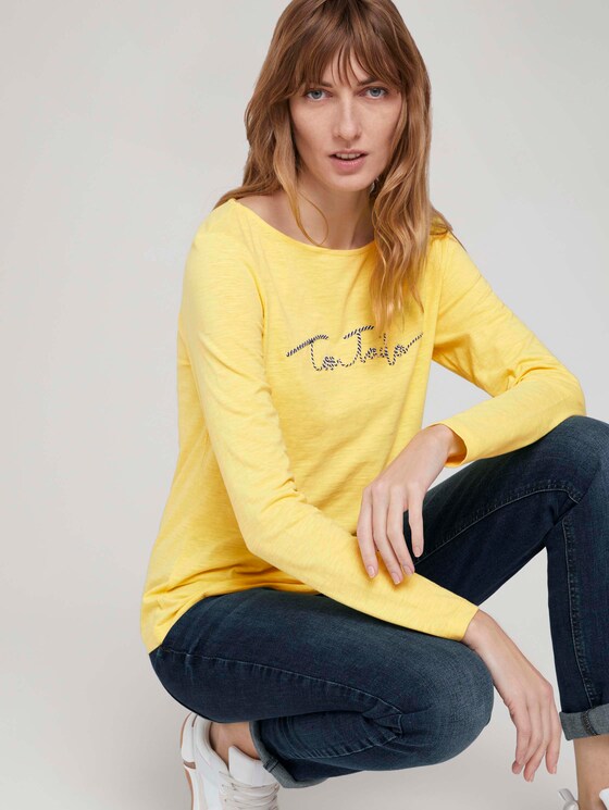 gestreiftes Langarmshirt mit Bio-Baumwolle - Frauen - smooth yellow gestreiftes Langarmshirt mit Bio-Baumwolle - Frauen - smooth yellow - 5 - TOM TAILOR