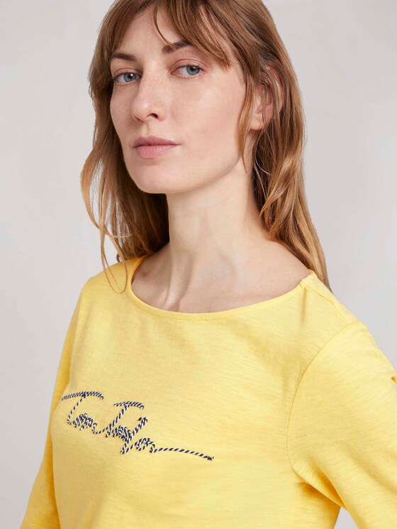 gestreiftes Langarmshirt mit Bio-Baumwolle - Frauen - smooth yellow gestreiftes Langarmshirt mit Bio-Baumwolle - Frauen - smooth yellow - 9 - TOM TAILOR