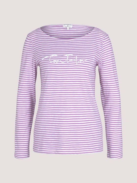 gestreiftes Langarmshirt mit Bio-Baumwolle - Frauen - offwhite lilac bigger stripe gestreiftes Langarmshirt mit Bio-Baumwolle - Frauen - offwhite lilac bigger stripe - 7 - TOM TAILOR