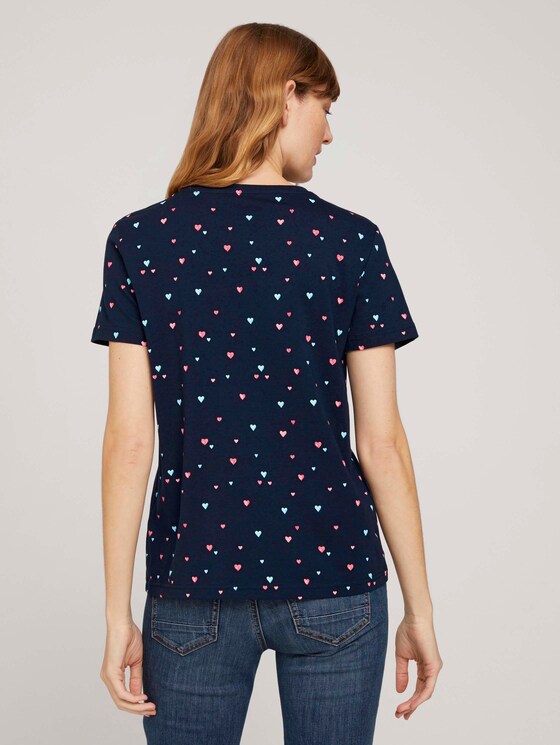 Gemustertes T-Shirt mit Bio-Baumwolle - Frauen - navy colorful heart design Gemustertes T-Shirt mit Bio-Baumwolle - Frauen - navy colorful heart design - 2 - TOM TAILOR