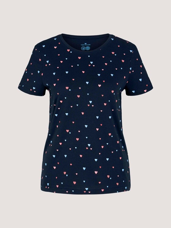 Gemustertes T-Shirt mit Bio-Baumwolle - Frauen - navy colorful heart design Gemustertes T-Shirt mit Bio-Baumwolle - Frauen - navy colorful heart design - 7 - TOM TAILOR