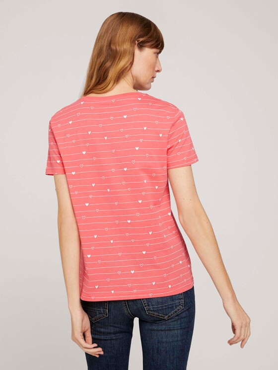 Gemustertes T-Shirt mit Bio-Baumwolle - Frauen - red heart line design Gemustertes T-Shirt mit Bio-Baumwolle - Frauen - red heart line design - 2 - TOM TAILOR