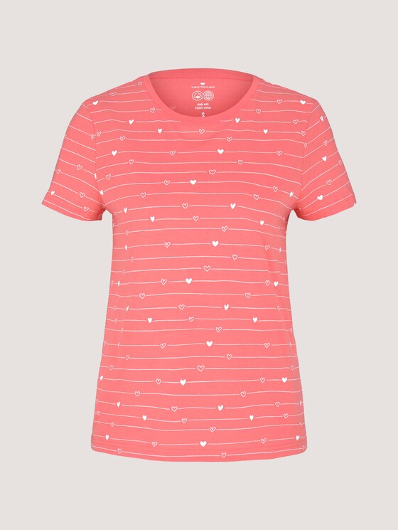 Gemustertes T-Shirt mit Bio-Baumwolle - Frauen - red heart line design Gemustertes T-Shirt mit Bio-Baumwolle - Frauen - red heart line design - 7 - TOM TAILOR