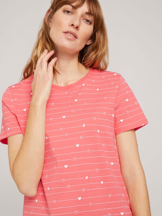 Gemustertes T-Shirt mit Bio-Baumwolle - Frauen - red heart line design Gemustertes T-Shirt mit Bio-Baumwolle - Frauen - red heart line design - 9 - TOM TAILOR