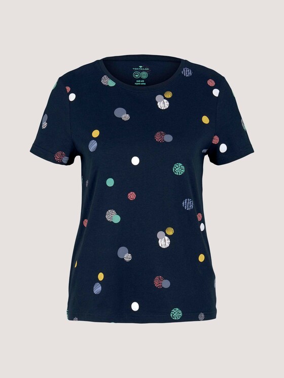 Gemustertes T-Shirt mit Bio-Baumwolle - Frauen - navy colorful dot design Gemustertes T-Shirt mit Bio-Baumwolle - Frauen - navy colorful dot design - 7 - TOM TAILOR