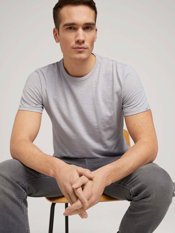 strukturiertes Tshirt - Männer - white melange strukturiertes Tshirt - Männer - white melange - 5 - TOM TAILOR
