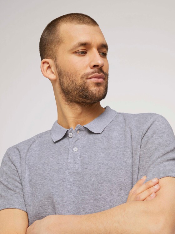 Weiches Frottier Poloshirt - Männer - Light Stone Grey Melange Weiches Frottier Poloshirt - Männer - Light Stone Grey Melange - 9 - TOM TAILOR