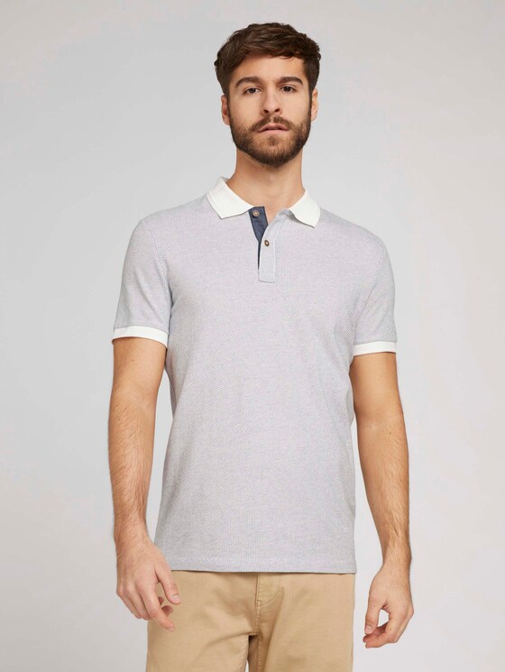 Poloshirt mit Birdseye-Muster - Männer - Off White Poloshirt mit Birdseye-Muster - Männer - Off White - 1 - TOM TAILOR