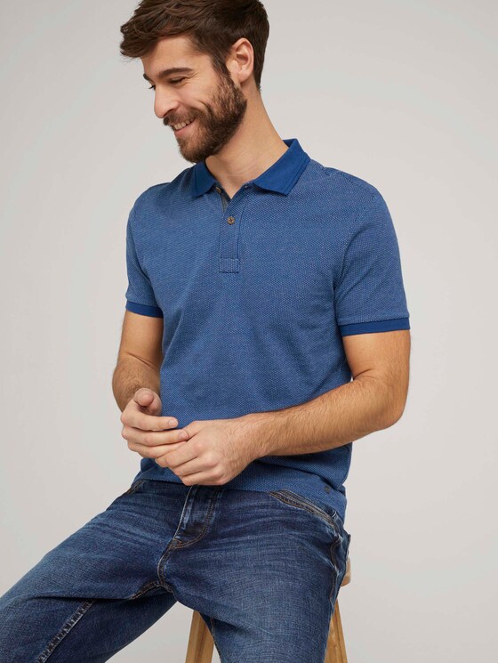 Poloshirt mit Birdseye-Muster - Männer - after dark blue Poloshirt mit Birdseye-Muster - Männer - after dark blue - 5 - TOM TAILOR