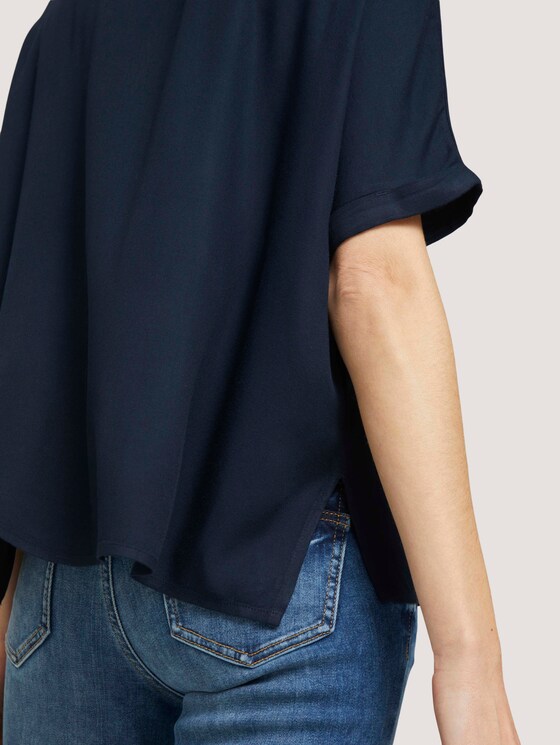 Lockere Kurzarmbluse mit Brusttaschen - Frauen - Sky Captain Blue Lockere Kurzarmbluse mit Brusttaschen - Frauen - Sky Captain Blue - 10 - TOM TAILOR
