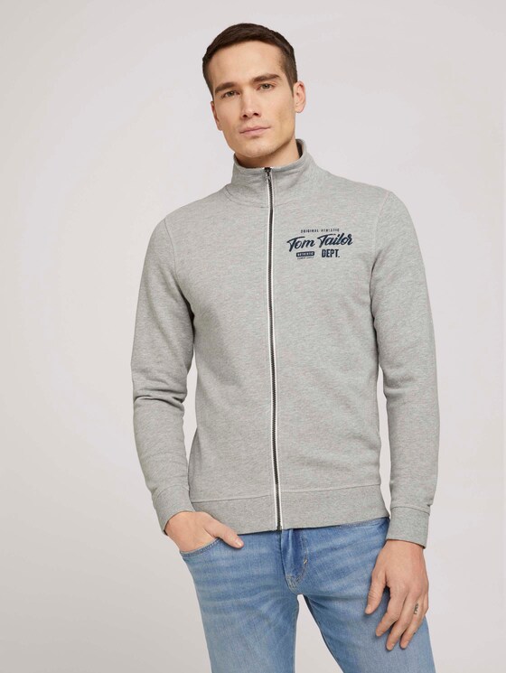 Sweatjacke mit Stehkragen - Männer - Middle Grey Melange Sweatjacke mit Stehkragen - Männer - Middle Grey Melange - 1 - TOM TAILOR