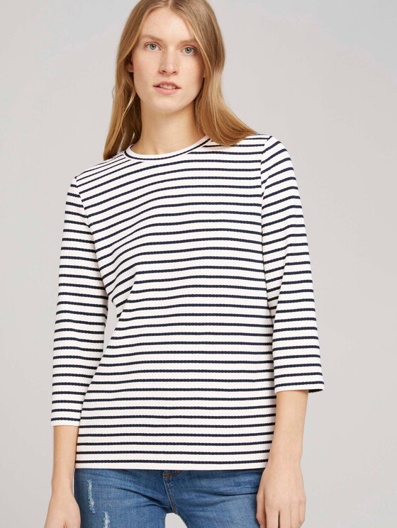 Gestreiftes 7/8 Arm Shirt - Frauen - offwhite navy stripe Gestreiftes 7/8 Arm Shirt - Frauen - offwhite navy stripe - 5 - TOM TAILOR