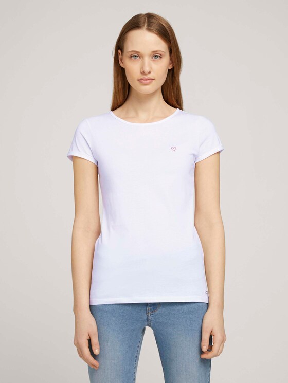 Tshirt mit Stickerei - Frauen - White Tshirt mit Stickerei - Frauen - White - 1 - TOM TAILOR Denim