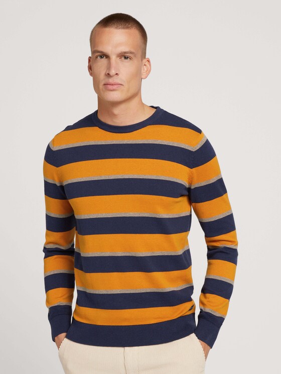 Gestreepte trui - Mannen - beige navy block stripe Gestreepte trui - Mannen - beige navy block stripe - 1 - TOM TAILOR