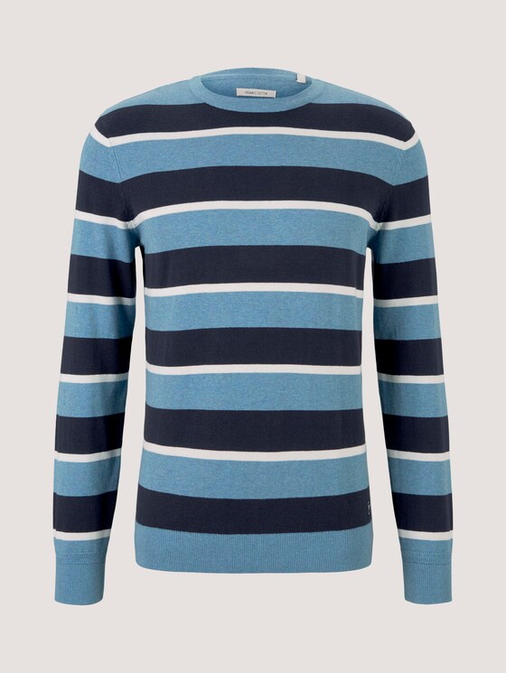 Gestreifter Strickpullover mit Bio-Baumwolle - Männer - blue navy white stripe Gestreifter Strickpullover mit Bio-Baumwolle - Männer - blue navy white stripe - 7 - TOM TAILOR