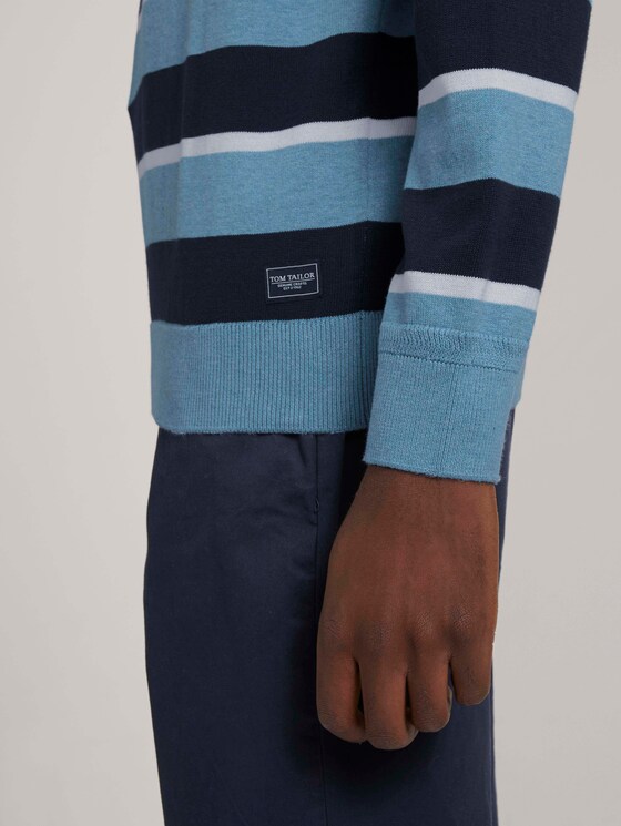 Gestreifter Strickpullover mit Bio-Baumwolle - Männer - blue navy white stripe Gestreifter Strickpullover mit Bio-Baumwolle - Männer - blue navy white stripe - 9 - TOM TAILOR