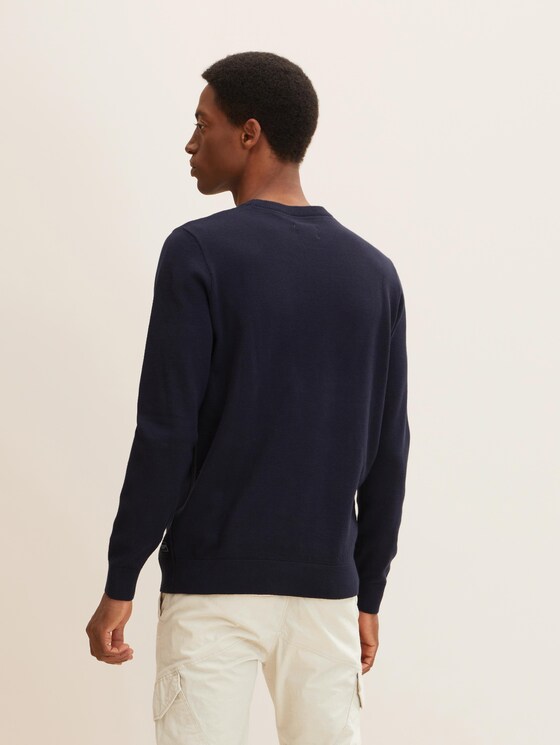 Textured sweater with organic cotton - Men - Sky Captain Blue Textured sweater with organic cotton - Men - Sky Captain Blue - 2 - TOM TAILOR