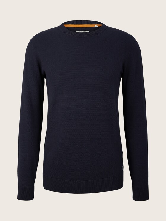 Textured sweater with organic cotton - Men - Sky Captain Blue Textured sweater with organic cotton - Men - Sky Captain Blue - 7 - TOM TAILOR