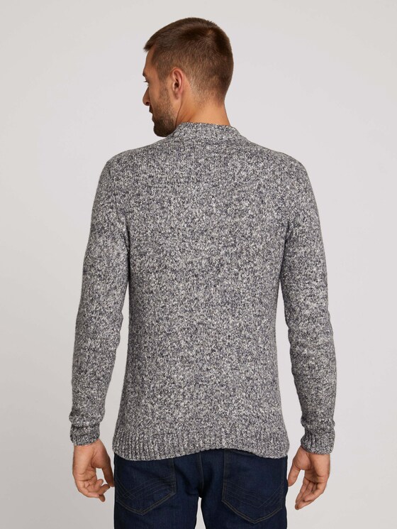 strukturierter Pullover - Männer - dark grey white mouline strukturierter Pullover - Männer - dark grey white mouline - 2 - TOM TAILOR